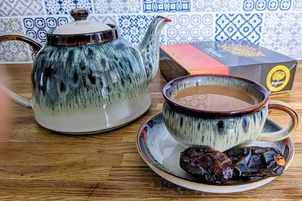 Tea and dates on a table