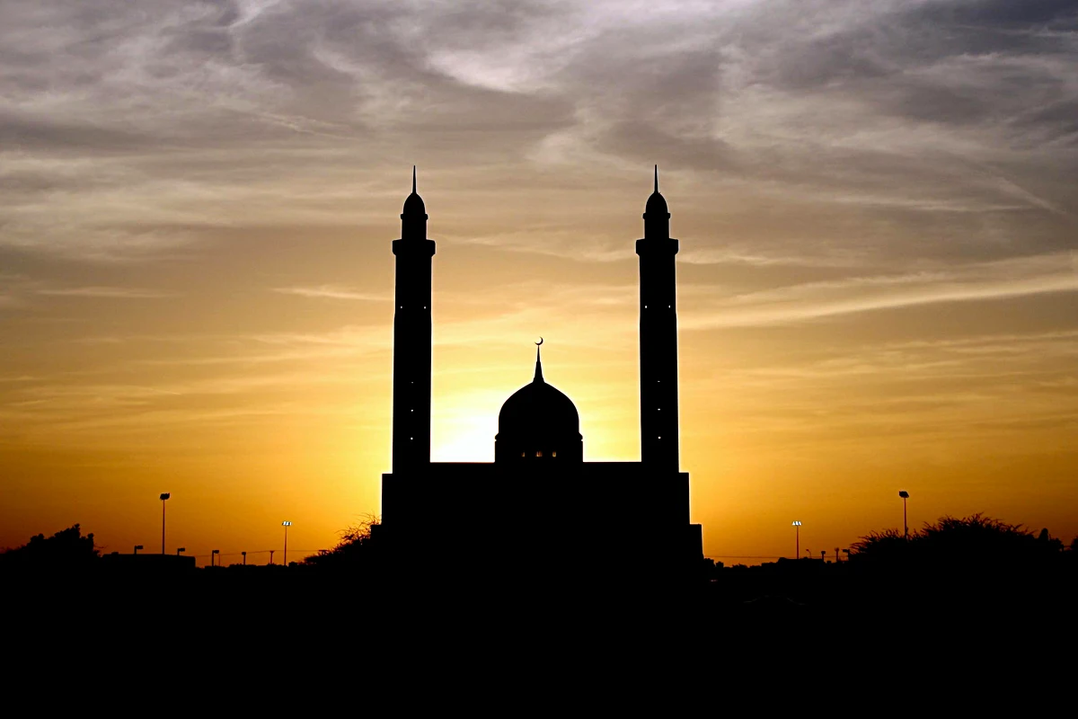 Silhouetted mosque
